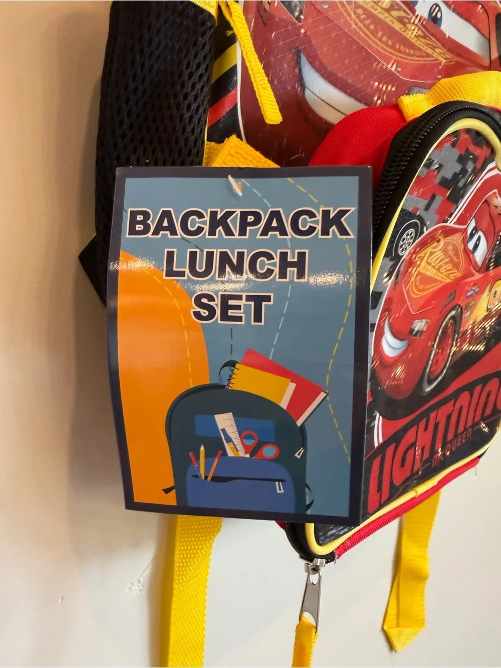 DISNEY Lightning McQueen Cars Backpack & Insulated Lunch Bag Set